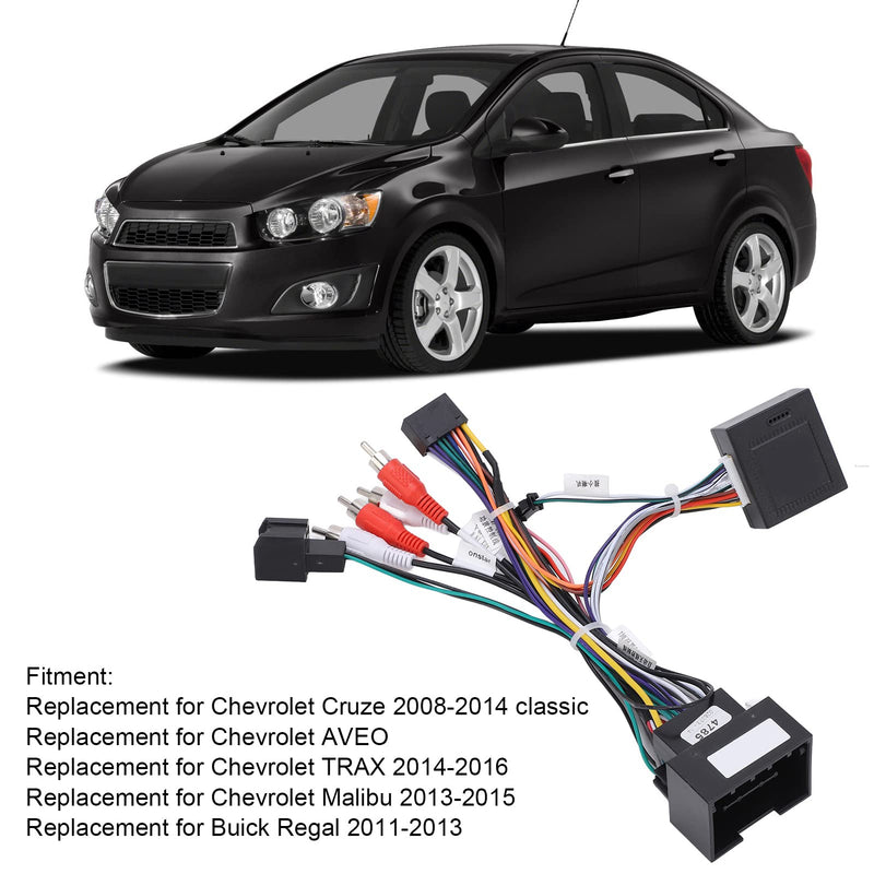 Stereo Wiring Harness Adaptor 16Pin Connector for Cruze Malibu Plug and Play Radio CAN Bus Box Cable, Nondestructive Installation for Car Audio System Upgrade, Suitable