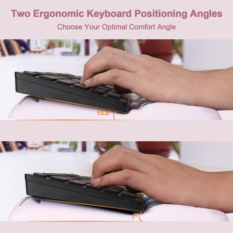 MOSISO Keyboard Stand with Wrist Rest, Hummingbird Plants&Flowers Ergonomic Keyboard Riser with Wrist Rest Pad, Non-Slip Base Easy Typing Cushion with Wheat Ear Memory Foam for Home Office, Pink
