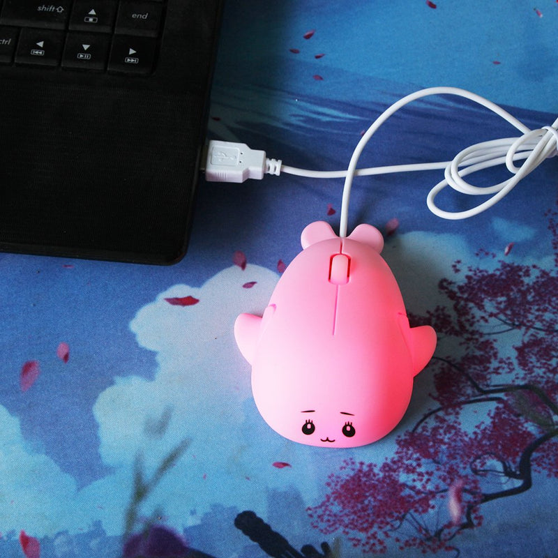 Fashionable Cute Animal Baby Dolphin Shape USB Wired Mouse 1600 DPI Optical Mice Mini Small Kids Children Mice for PC Laptop Computer (Pink) Pink