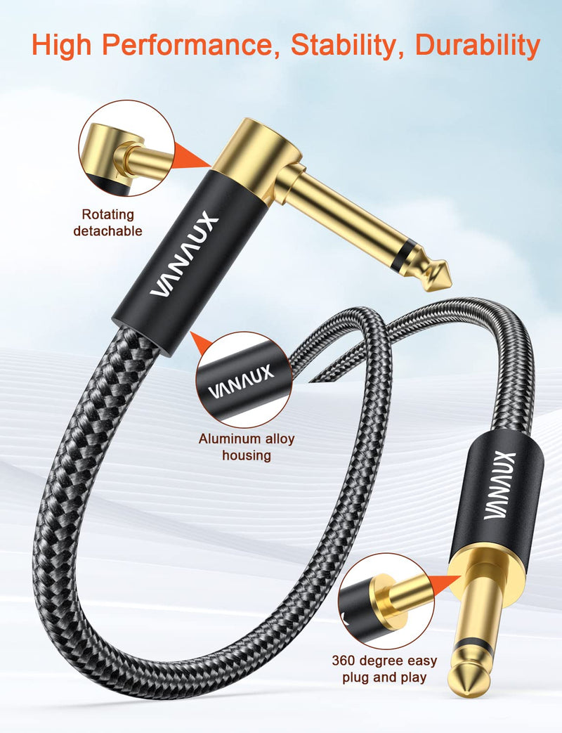 VANAUX 90 Degree Right Angle 1/4 Inch Instrument Cable 6.35mm Mono Jack TS Speaker Cable Compatible with Guitar,Keyboards,Bass,Electronic Drum,Pedal Effects,Amplifier,Audio Mixer,Speaker (10feet/3m) 10feet/3m