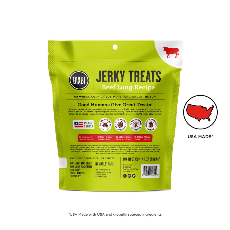 [AUSTRALIA] - BIXBI Jerky Dog Treats, Original Beef Lung, 10 oz - USA Made Grain Free Dog Treats - High in Protein, Whole Food Nutrition, No Fillers 10 Count (Pack of 1) 