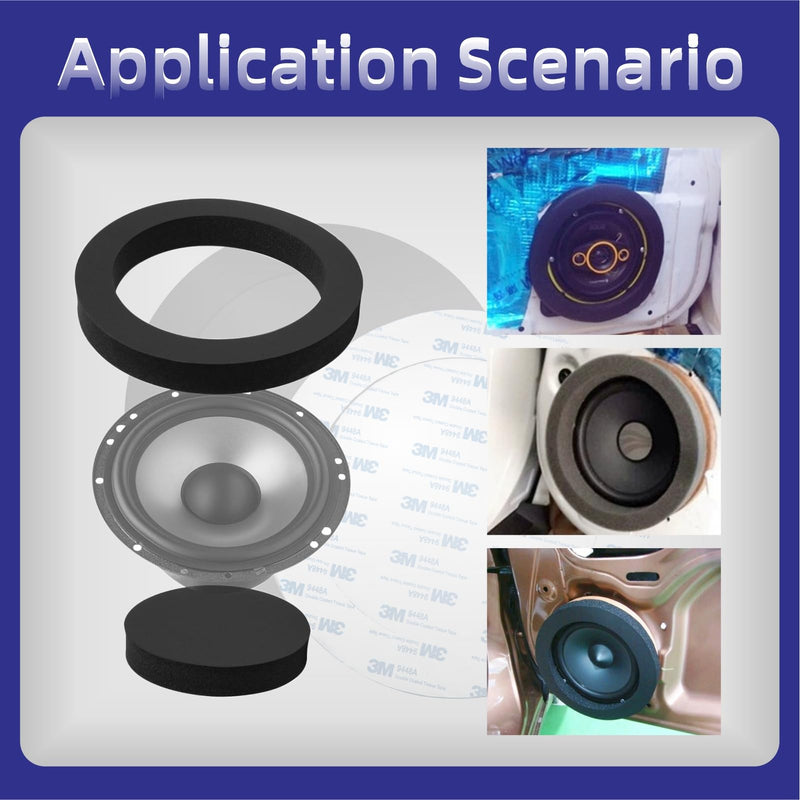 Mariyandh 6.5" Foam Speaker Enhancer Foam Fast Rings Fits for 6" 6.5" Car Door Speaker, Universal High Rebound Sponge Bass Blocker Kit with High Rebound for Stereo Audio Speaker