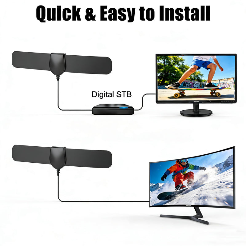 Digital TV Antennas, Antenna for Local Channels, Portable HDTV Indoor Antenna Support 4K 1080p, 360° Signal Range Reception with 10.5ft Coaxial Cable,Amplifier Signal Booster for HDTVs