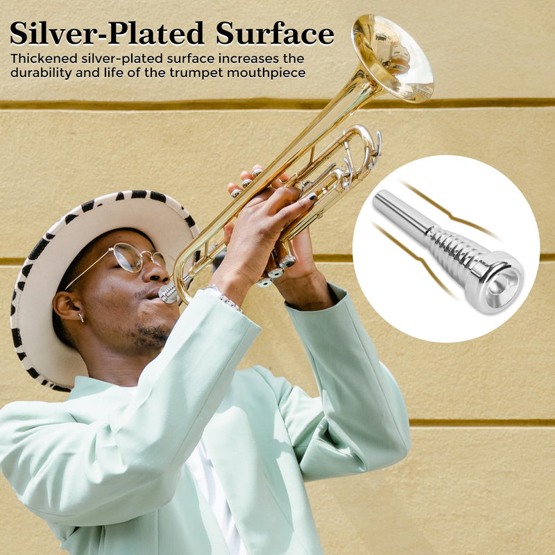 [AUSTRALIA] - ROWELL Trumpet Mouthpiece 7C Trumpet Mouthpiece Bass Trumpet Mouthpieces Silver Plated Trumpet Mouthpiece for Beginners and Professional Players Band Jazz Mouthpiece Trumpet Accessories 