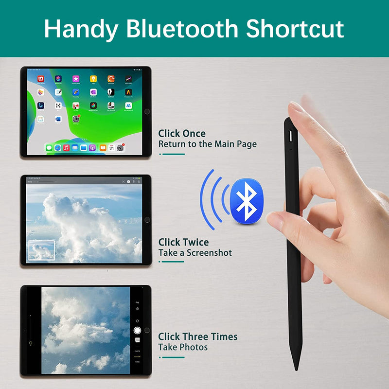 Uogic 2 Pack iPad Pen Stylus Apple Pen with Handy Bluetooth Shortcut, Tilt, Magnetic, iPad Pencil Compatible with (2018-2022) Apple iPad Pro 11/12.9", iPad 6/7/8/9, iPad Mini 5/6, iPad Air 3/4/5 White&Black