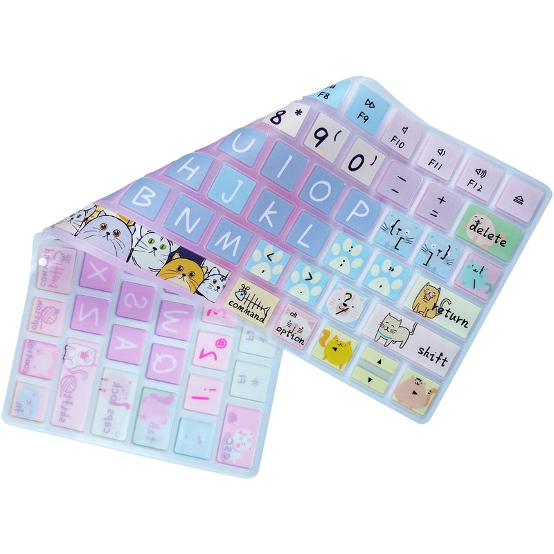 Keyboard Cover Skin for Apple Wireless iMac Magic Keyboard MLA22LL/ A (Model: A1644), Silicone Skin Protector with Pattern & Big Letter Design, US Layout, Cute Cat Model: A1644