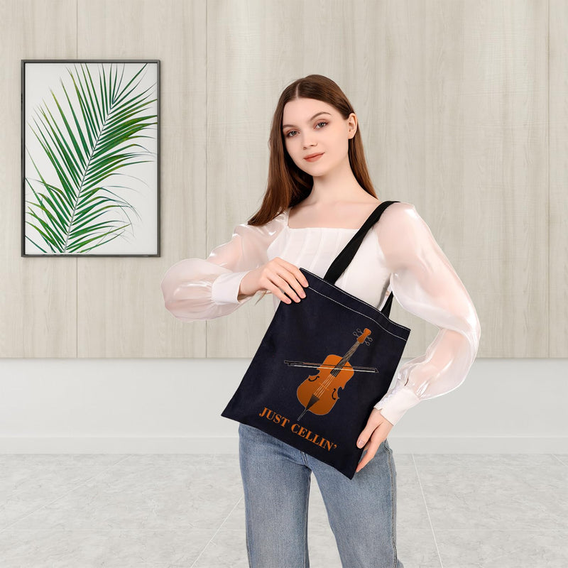 BDPWSS Cello Gift Cello Music Tote Bag Just Cellin’ Funny Cello Cellist Orchestra Musician Reusable Handbag Cello Player Gift Just Cellin Bltg