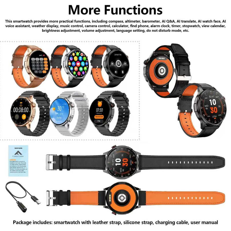 Smart Watch, GPS & Free Maps, AI, Bluetooth Call & Text, Health, Sleep & Fitness Tracker, 100+ Sport Modes, Waterproof, Long Battery Life, Waterproof, Compass, Barometer, 2 Bands Smartwatch for Men Black with GPS+Map