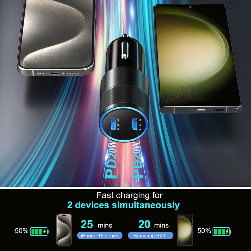 10 Pack USB C Car Chargers, Dual 12V USB C & USB Car Charger Apdaters PD&QC 3.0 Fast Charging Cigarette Lighter Plug