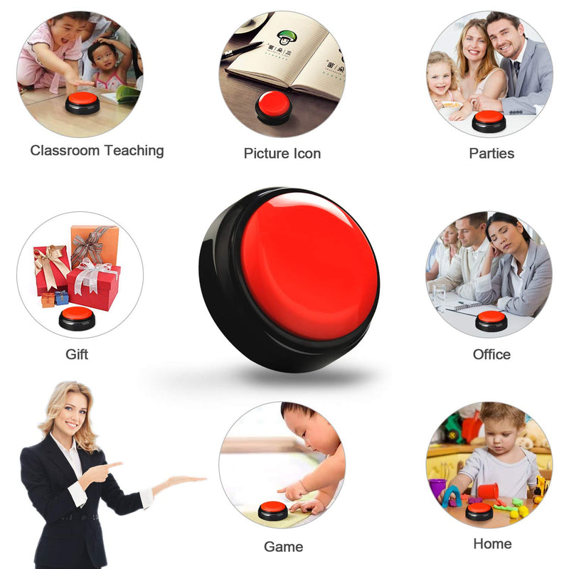 [AUSTRALIA] - Record Talking Button Easy Button Recording Voice Button Funny Office Gift Multifunctional Dog Buttons Talk for Communication-Classroom-Friendly Recordable Sound Buttons Recordable Button Buzzer 