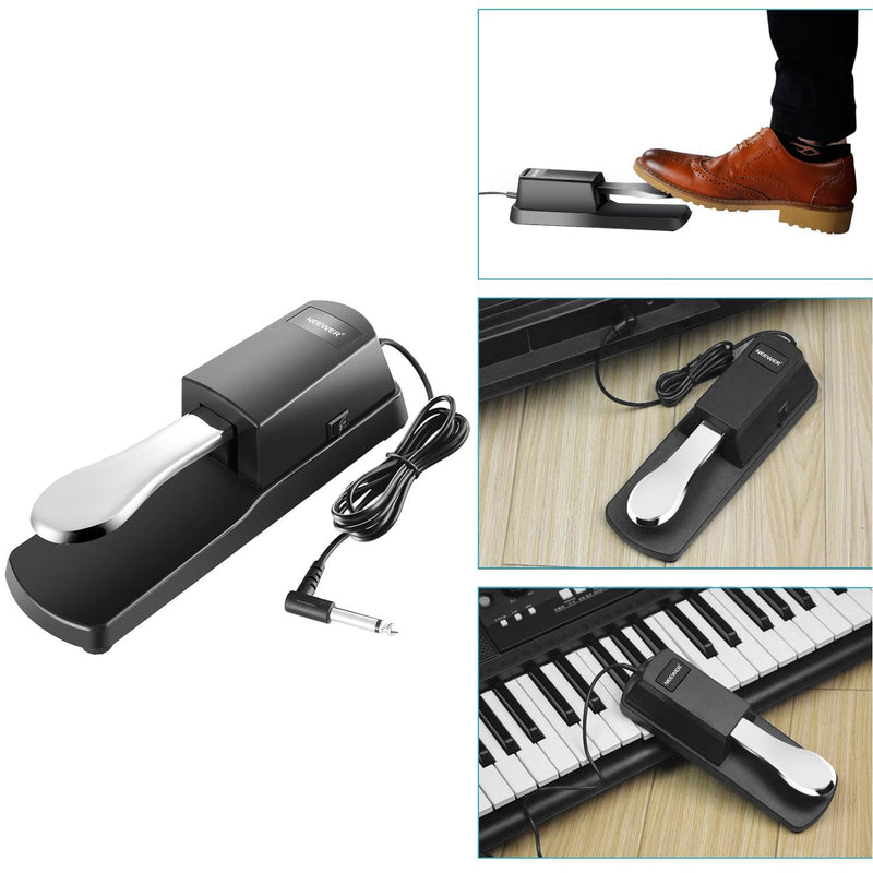 Neewer® Universal Piano-style Sustain Foot Pedal with Polarity Switch Design Compatible with Any Electronic Keyboard with 1/4 Input Jack Black