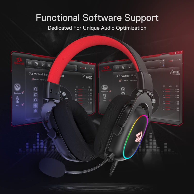 Redragon H510 Zeus-X RGB Wired Gaming Headset - 7.1 Surround Sound - 53MM Audio Drivers in Memory Foam Ear Pads w/Durable Fabric Cover- Multi Platforms Headphone - USB Powered for PC/PS4/NS Black-RGB