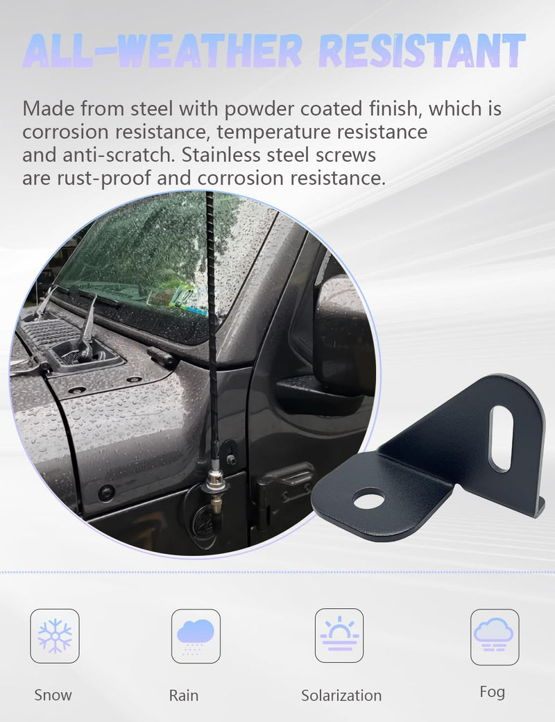 JL Radio Antenna Mount for Jeep, Gladiator Antenna Holder-Radio Antenna Mount-Driver Side CB Antenna Mount-Compatible with Jeep Wrangler JL JLU & JT 2018; 2019; 2020; 2021; 2022;2023; 2024