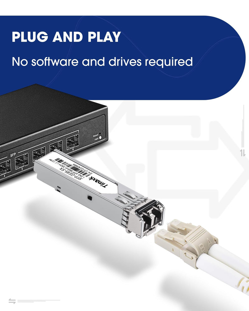 1.25G SFP 1000Base-SX Gigabit Multimode LC Duplex Transceiver Module, 850nm, up to 550m, Compatible with Cisco, Ubiquiti, Mikrotik, Netgear, D-Link, Linksys and More