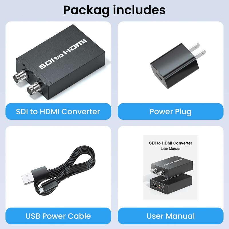 [AUSTRALIA] - SDI to HDMI adapter, BNC to HDMI converter applicable to 3G-SDI, HD-SDI, SD-SDI signals, widely used in broadcast television, outdoor large-screen display system 