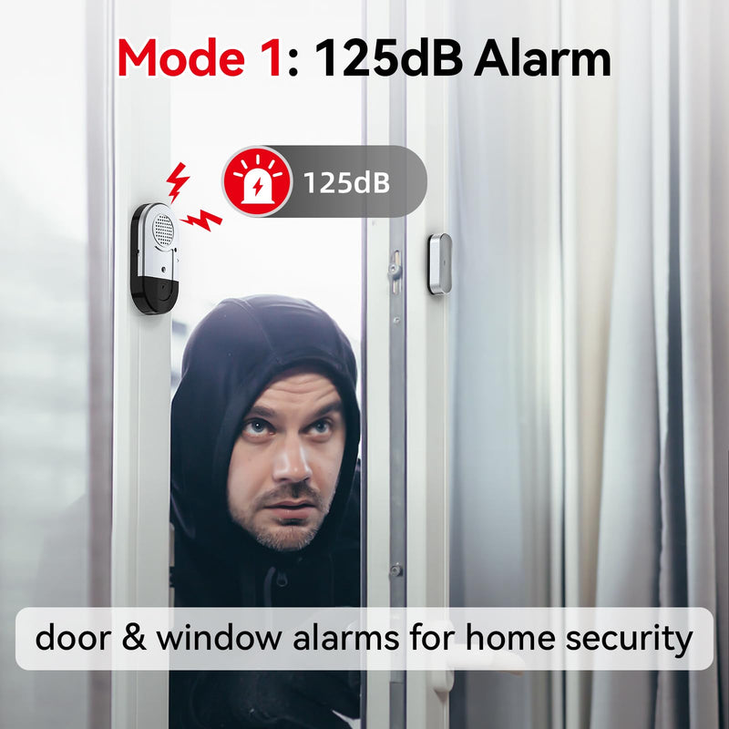 Sanjie Door Window Alarms - 5 Pack,125dB,Volume Control,Window Door Open Alarm Sensors for Kids Safety/Dementia/Pool,Wireless Sensors Keep Your Home Security,Easy to Install,Long Battery Life silver