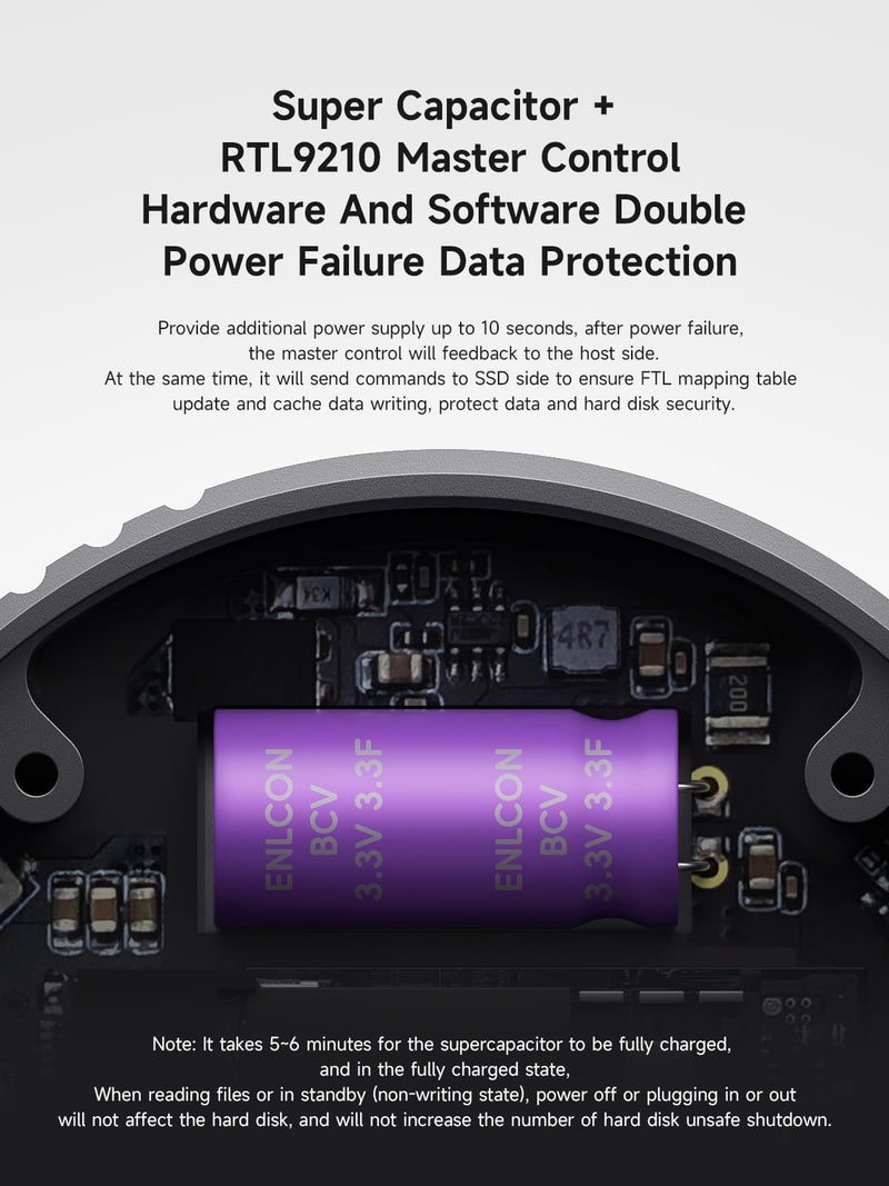 Hagibis Magnetic M.2 2230 NVMe SSD Enclosure with Magsafe for iPhone 17 16 15 Pro Max ProRes, USB C 3.2 Gen2 10Gbps to NVMe Adapter, Aluminum External SSD Case for MacBook, iPad Pro, Android (MC100) MC100