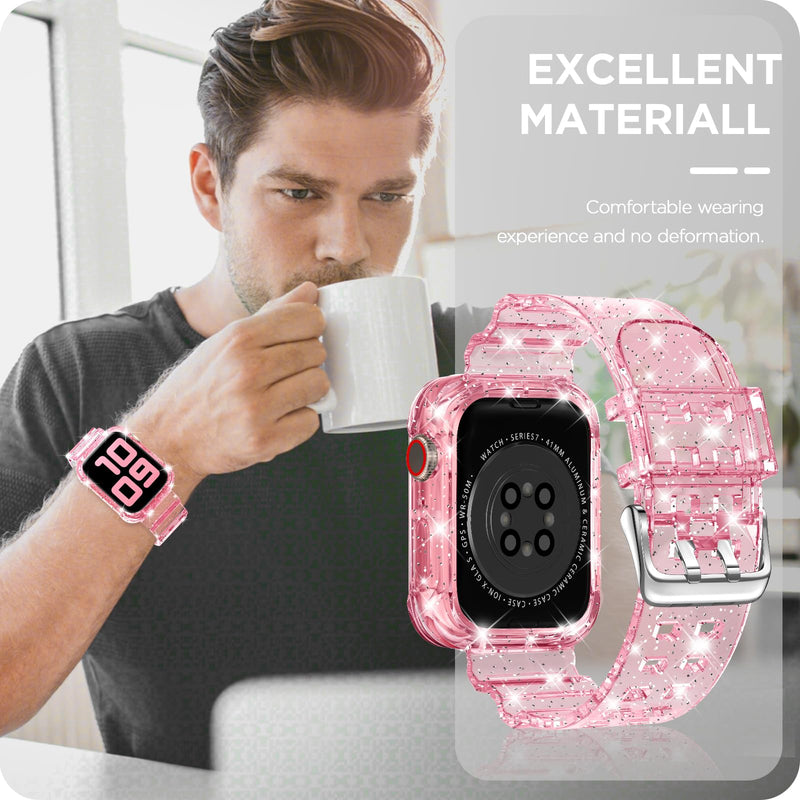 DABAOZA Rugged Case with Band Compatible with Apple Watch 44mm, for iWatch Series 6/5/4 & SE 3/2/1,Military Grade Shockproof Bumper and Men's Tactical Heavy Duty Strap