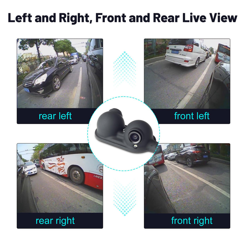 Side Front Rear View Cameras Set Backup Cameras for Truck Car Van Camper with Night Vision and Wide View Angle, Side Mirror Mount, IP68 Waterproof