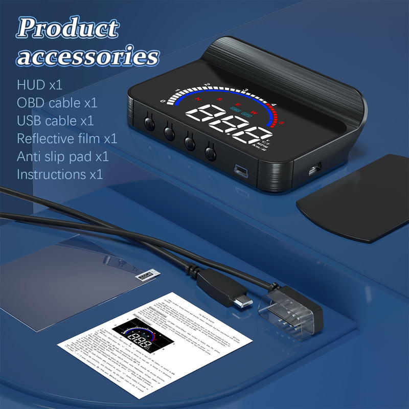 [AUSTRALIA] - Heads Up Display for Cars Windshield Projection M13, OBD2+GPS Car GPS Speedometer Display Speed, Fuel Consumption, Water Temperature and Multiple Alarm Functions Suitable for All Cars m13plus 