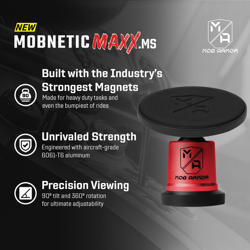 Mob Armor MobNetic Maxx MS MagSafe Phone Mount for Car, Red | Customized MagSafe Compatible, Personalized Mount, Heavy Duty Aluminum Metal, Works w/ iPhones & Androids