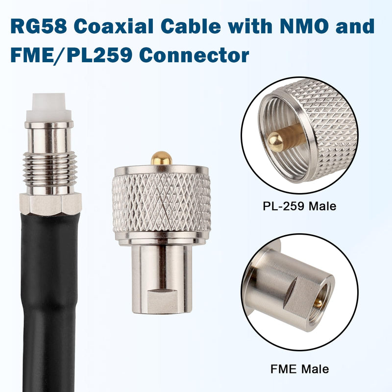 [AUSTRALIA] - MOOKEERF NMO Antenna Cable,10FT Low Loss RG58 Coaxial CB Antenna Cable Extension with NMO and Removable UHF PL259 Male Connector for VHF/UHF/CB Radio 10FT 