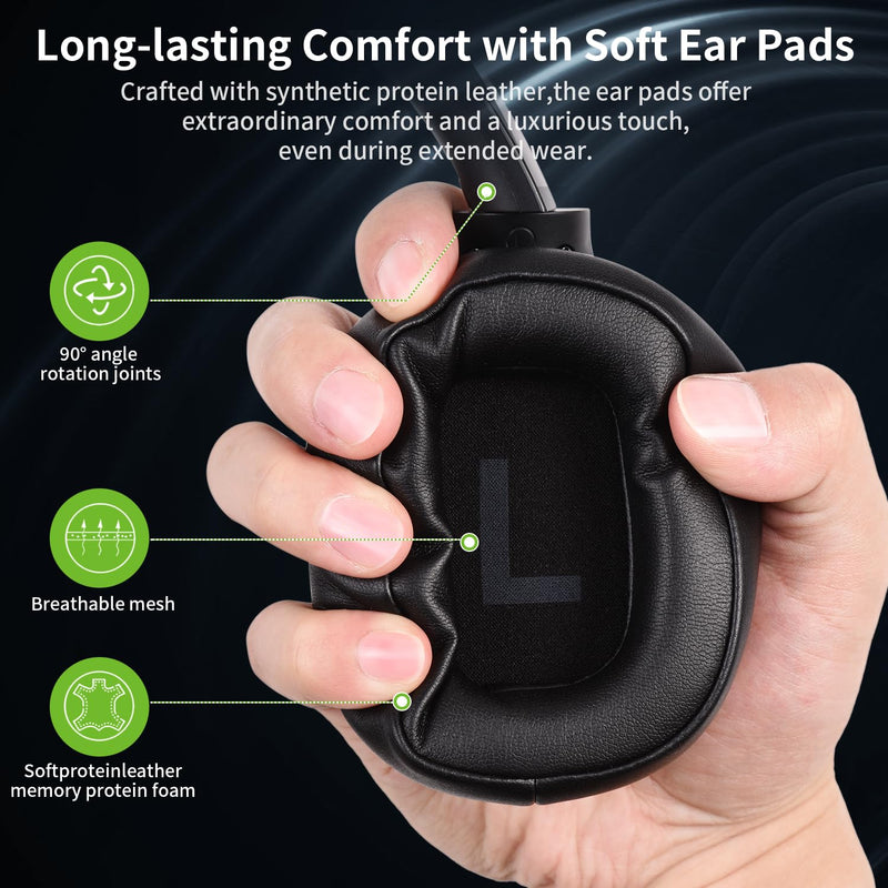 Active Noise Cancelling Headphones, Wireless Over-Ear Bluetooth, HiFi deep bass, Foldable Headphones, Transparent Mode, 50H Long ANC Playtime, Durable Headset for Traveling/Gym Use/Home (Black) Black