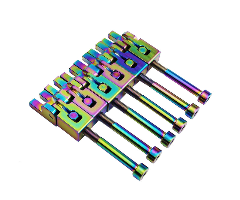 Guyker 6 Strings Guitar Bridge Saddles - Steel Saddles Genuine Replacement Compatible with Floyd Rose FR Tremolo System - Chameleon rainbow