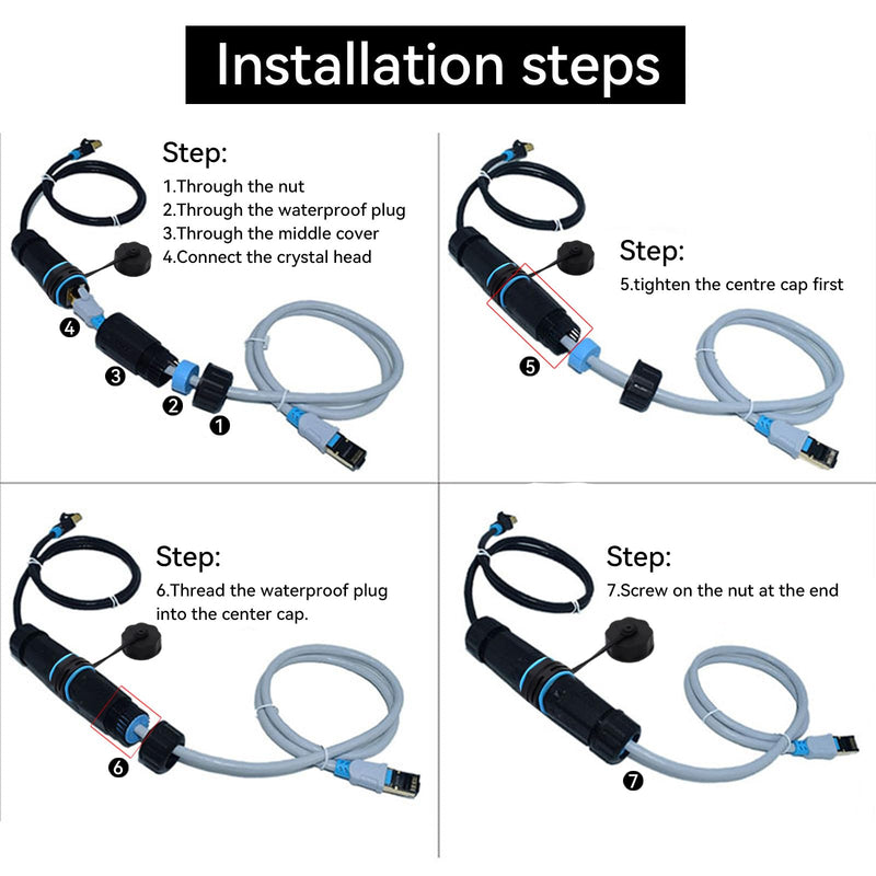 Shielded Waterproof RJ45 Connector, Female to Female, Panel Mount, 8P8C,CAT 6A, CAT 5, CAT 5E, M23 IP67 Ethernet LAN Cable Coupler Outdoor Adapter Weatherproof Connection (12-Pack) 12 PACK