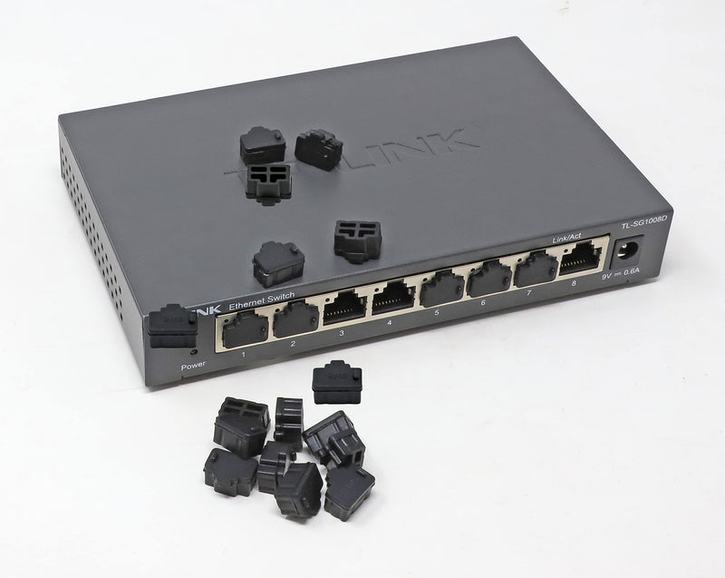 iexcell 125 Pcs Black Silicone Ethernet Hub Port RJ45 Anti-Dust Cover Cap Protector Plugs Stoppers for RJ45 Female Port Devices