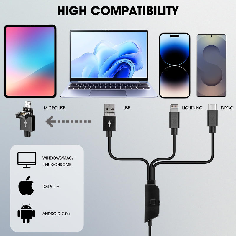 [AUSTRALIA] - USB Microscope Compatible with iPhone Android Phone Tablet and Windows Mac PC, HD 1080P Wired Digital Microscope Camera for Adults and Kids 