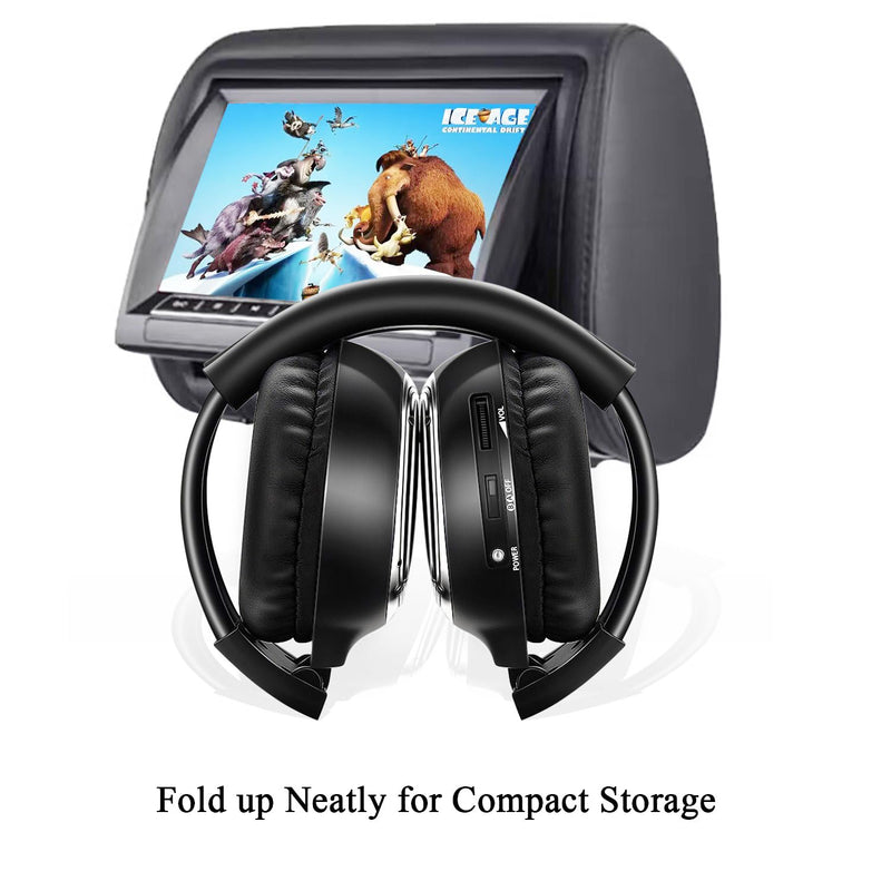 [AUSTRALIA] - Universal 2 Channel IR Foldable Headphones,Kids Wireless Headphones for Universal Car Entertainment System,Infrared Headset for Car DVD Video (2 Pack) 