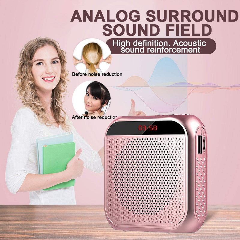 Voice Amplifier for Teachers,Rechargeable Portable Microphone with Speaker,Portable Pa System for Outdoors, Teaching, Meeting, Presentation, etc(Rose Gold) Rose Gold