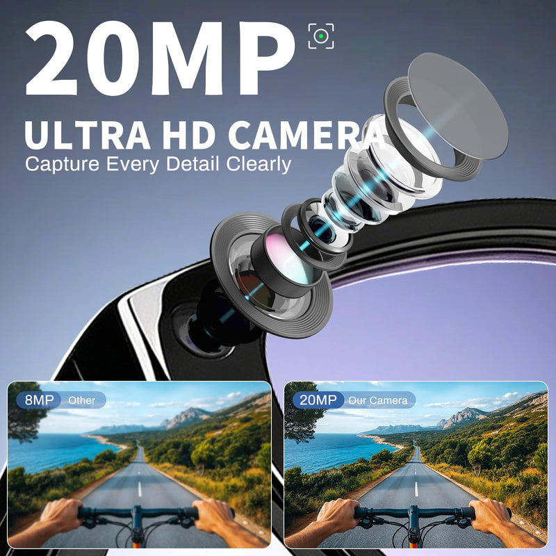 20MP AI Smart Glasses with Camera, High Resolution Photo Video, Photochromic Lens UV400, EIS Stabilization, Voice Assistant ChatGPT, Hands-Free Smart Sunglasses for Vlog, Photochromic Lens