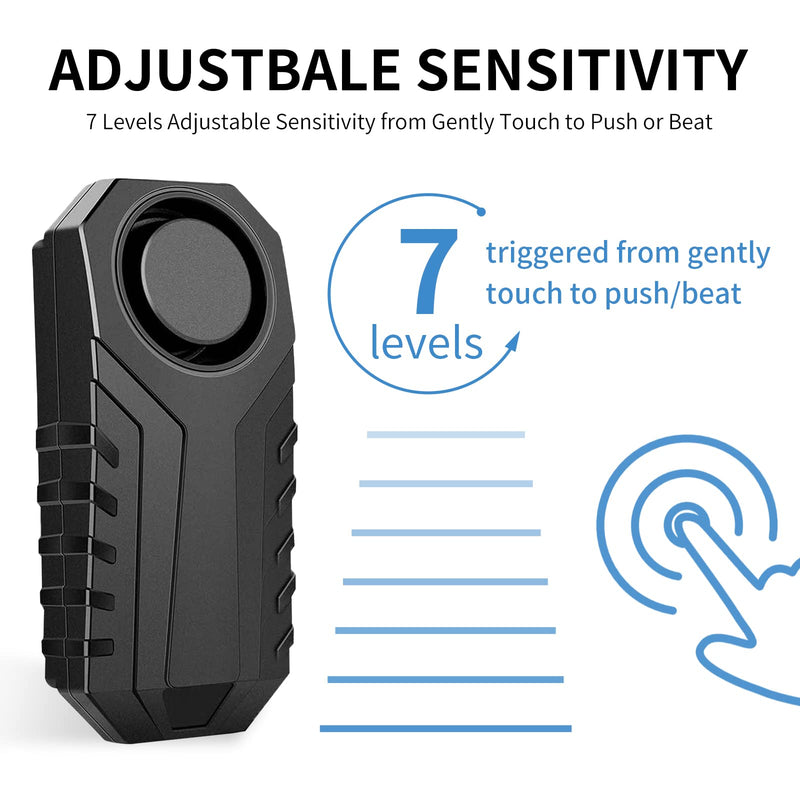 Vibration Sensing Bike Alarm with Remote 3 Pack, 113db Loud Bicycle Alarm System Anti Theft, Wireless Motorcycle Alarm for Electric Bike Tricycle Mobility Scooter Vehicles Ebike for Cycling Security