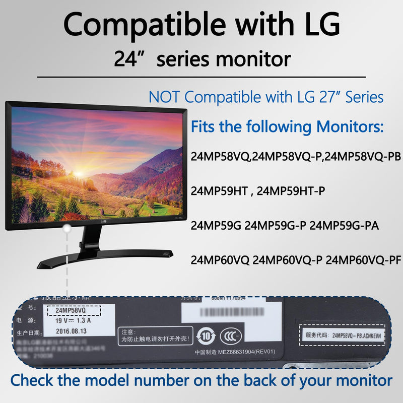 24MP59HT-P VESA Mount Adapter Compatible with LG 24" Monitor | (Fit 24MP58VQ,24MP58VQ-P,24MP59G,24MP59G-P,24MP58VQ-PB,24MP59G-PA,24MP59HT,24MP60VQ,24MP60VQ-P,24MP60VQ-PF)–75x75 to 100x100