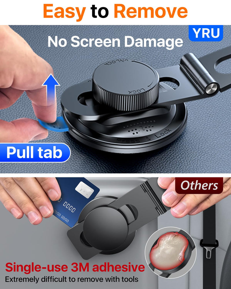YRU [Military-Grade for Tesla Phone Mount & 360° Rotatable Suction] 2026 Upgraded Car Phone Holder Mount 【90+LBS Safest Strongest & Patent Certs】 for All Phones for Tesla Model 3 Y Cybertruck (Gray) Gray