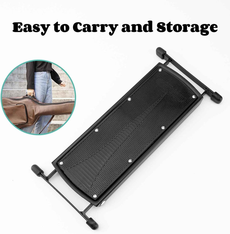 [AUSTRALIA] - Guitar Foot Stool, 6-Position Height Adjustable Guitar Foot Rest Stand with Rubber End Caps and Non-Slip Rubber Pad for Classical, Acoustic, Electric Guitar - Black 