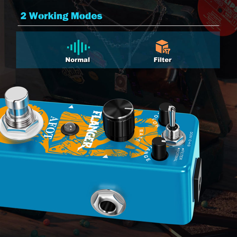 Flanger Guitar Effects Pedal,Classic Flanger Guitar Pedal, Vintage Analog Flanger Effect Pedal Classic Flanger Guitar Pedal Electric Guitar Effects Pedal True Bypass Blue Flanger