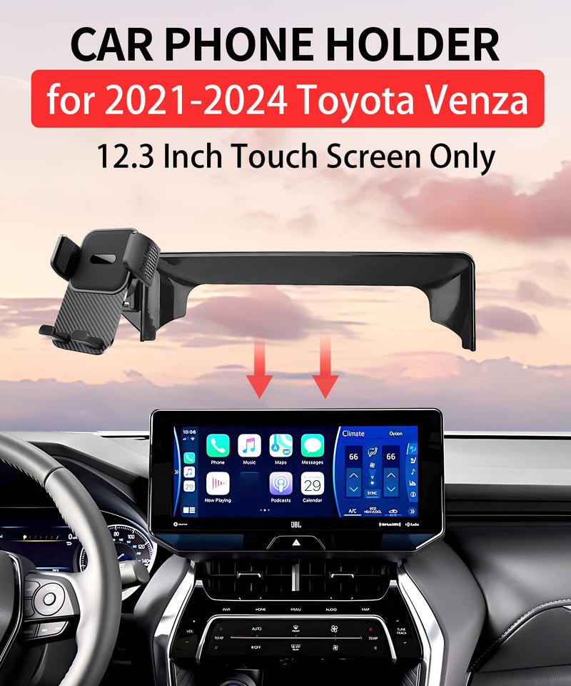 Car Phone Holder for Toyota Venza 2021 2022 2023 2024 Accessories 12.3 Inch Screen Fixed Clip Cell Phone Mount Hands-Free 360 Degree Rotation