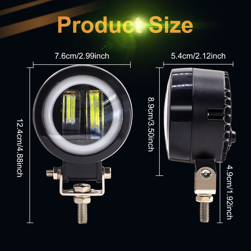 [AUSTRALIA] - LED Motorcycle Driving Lights, 20W Round LED Daytime Running Light 3-Inch Motorcycle Additional Lights 12V/24V Fog Lamps for 4x4 ATV Tractor Offroad Motorbike, Red (Include Switch) 