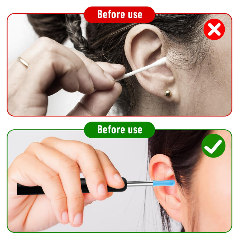 120 Pcs Ear Wax Removal Cleaner Tips,Ear Wax Removal Replacement Tips for Ears Camera, Silicone Ears Spoon Tip for Wet Dry Earspoon Accessories Set for Adult Earwax Remover Endoscope