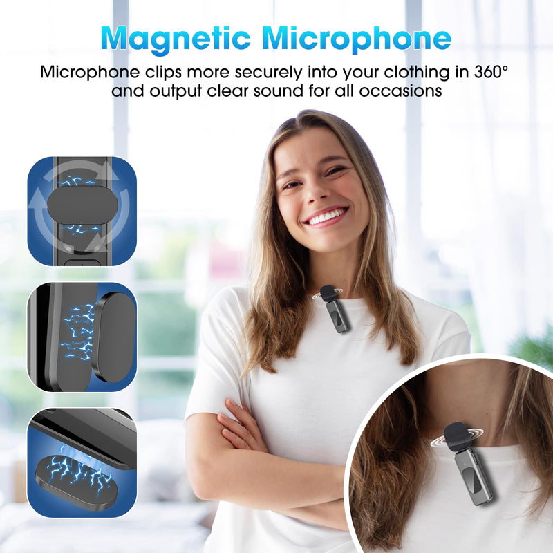 NICHOM Wireless Lavalier Microphone for iPhone iPad,MacBook,Mini Mic with Noise Reduction,Lightning Microphone for Video Vlog,TikTok,YouTube,Interviews,Live Streaming,2 Pack(for iPhone 14 and Below) Lightning