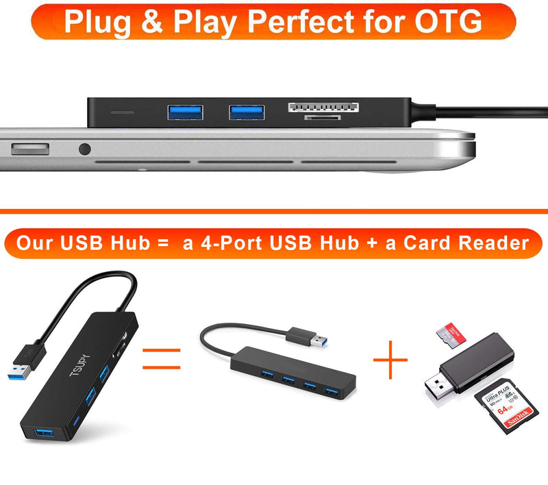 USB 3.0 Hub TSUPY Multi USB HUB, 5 in 1 USB Data Hub with SD Micro SD Card Reader & 3 USB 3.0 Ports Compatible for PC, Laptops,MacBook,Printer,Surface Pro, USB Flash Drives and More