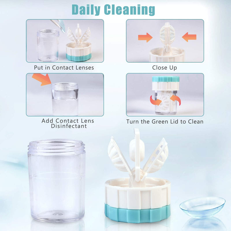 Contact Lens Travel Kit with Cleaner Washer, Portable Contact Box with Mirror Tweezers Remover Tool Solution Bottle for Daily Outdoor Rose Gold