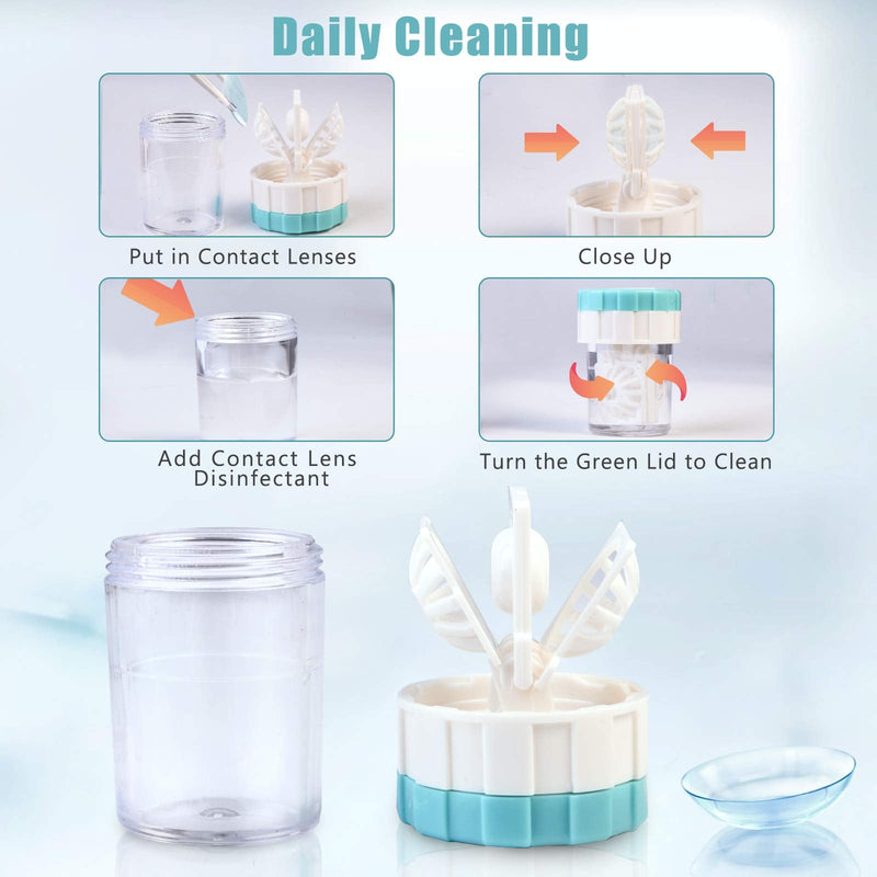 [AUSTRALIA] - Contact Lens Travel Kit with Cleaner Washer, Portable Contact Box with Mirror Tweezers Remover Tool Solution Bottle for Daily Outdoor Rose Gold 