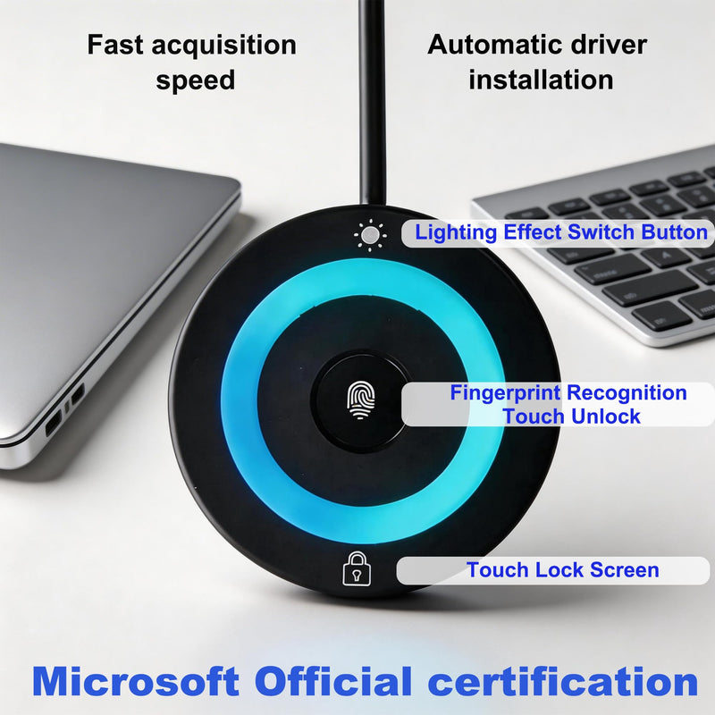 [AUSTRALIA] - USB Fingerprint Reader for PC & Laptop, Windows Hello Biometric Scanner with 360° Touch, Fast Login <1s, Portable Security Key for Windows 10/11 