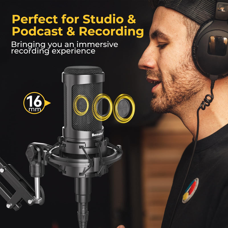 Mic for Asmr, for Audio Interface Cardioid Condenser Microphone XLR, Studio Recording microfono condensador with Shock mounts and Microphone Cable for Podcasting Music Voice-Over