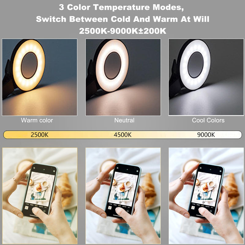 Mini Magnetic Selfie Light for iPhone - Rechargeable Cell Phone Selfie Light with 3 Light Modes/3 Brightness Levels Portable Phone Light for Video Recording/Selfies/TikTok/Live Streaming A model