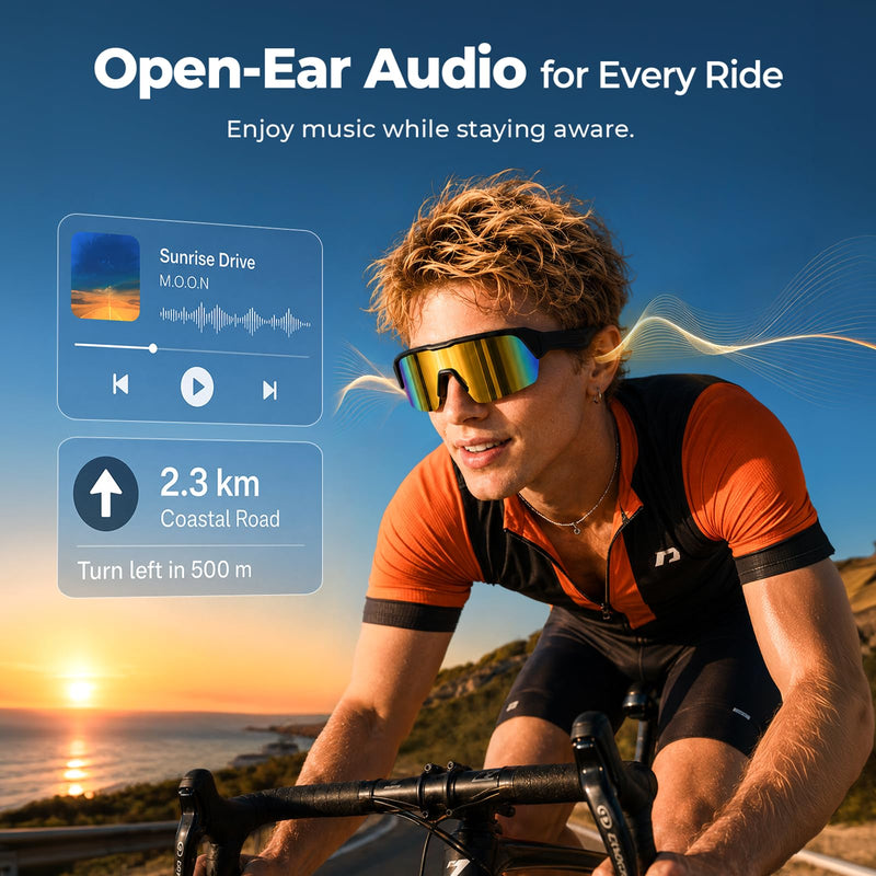 Bluetooth Cycling Glasses, Hands-Free Open-Ear Audio Sunglasses Yellow